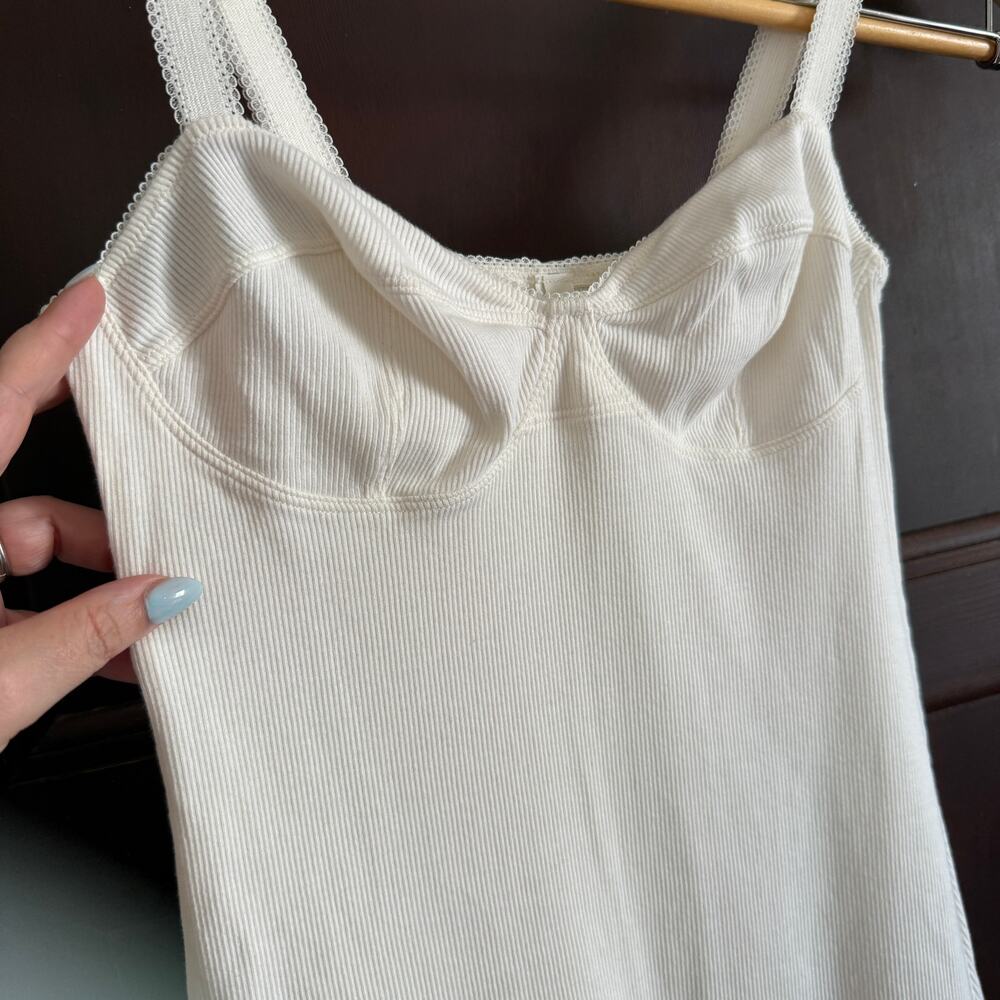 SKIMS | Marble White Ribbed Picot Lingerie Inspired Mini Dress | Medium - Picture 4 of 8